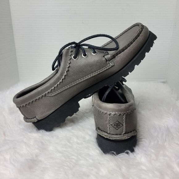 Quoddy Maliseet Bluchers Mens Size 7 D Oxford Gray Leather Boat Shoes New main image 3